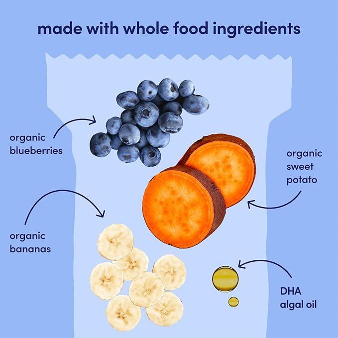Cerebelly Organic Toddler Smart Bars 40-Count, Sweet Potato Blueberry Banana Smart Bars, 16 Brain-Supporting Nutrients, No Added Sugar, Gluten Free, Nut Free, Kids Snacks