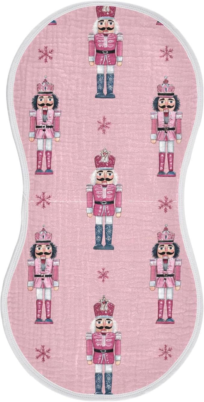 Christmas Nutcrackers Pinks Burp Cloths Baby Boys Girls Absorbent Soft Cotton Burping Cloths Rags 1 Pack