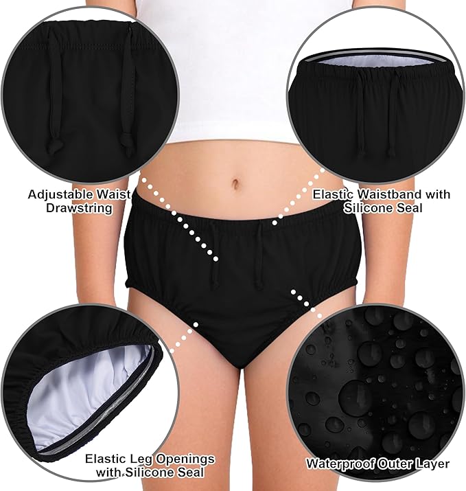 Special Needs Reusable Swim Diaper – Waterproof & Leakproof Incontinence Swimwear for Toddler, Youth & Adult, Unisex Cloth Diaper Cover (Black, S)