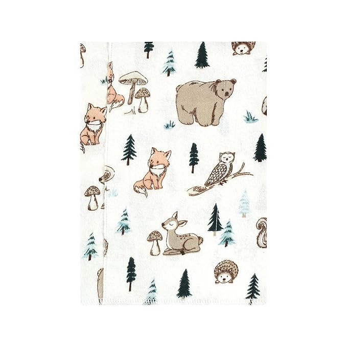 Hudson Baby Unisex Baby Cotton Flannel Burp Cloths, Boy Woodland Pals 7-Pack, One Size