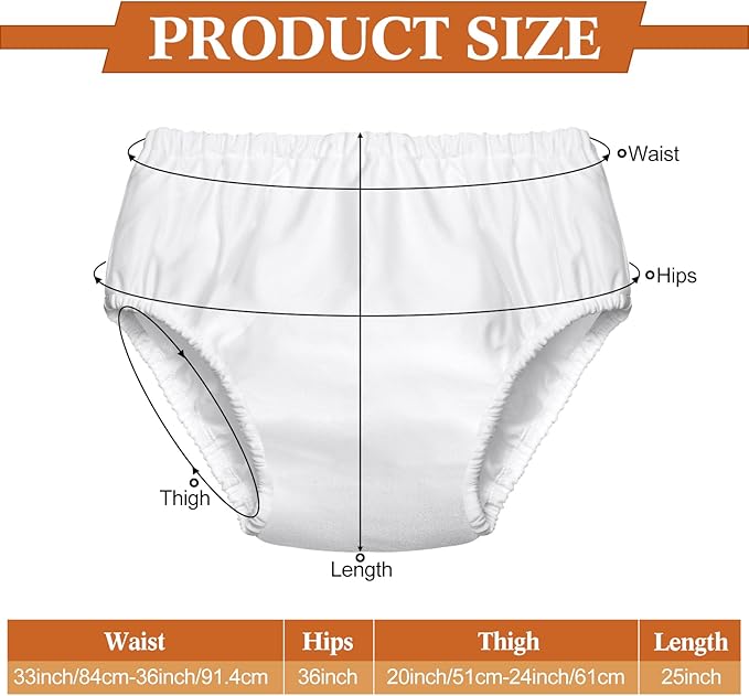 Amylove Swim Diaper Cover for Adult Reusable Diaper for Pool Washable Leak Resistant Waterproof Adult Pull on Cover Pants(White,1 Piece)