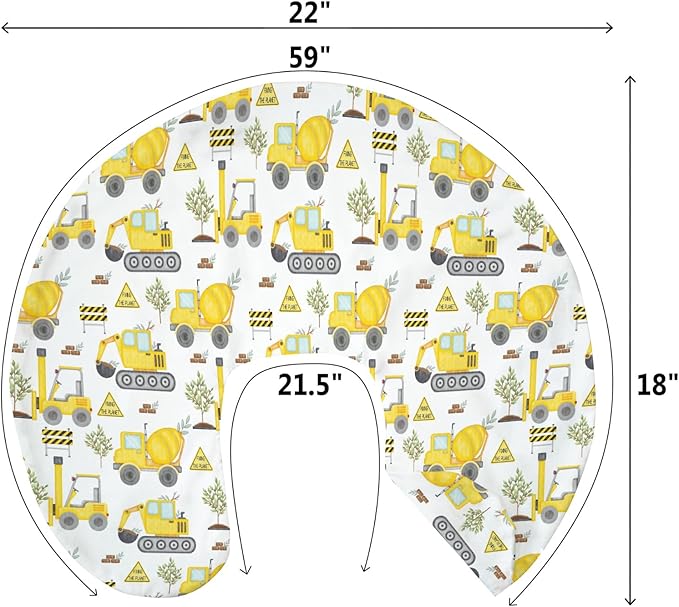 Construction Trucks Planting Baby Nursing Pillow Covers for Boy Girl Construction Digger Tractor Builder Trees Nursing Pillowcase for Breastfeeding Pillows Soft Stretchy Slipcovers for Newborn Infant