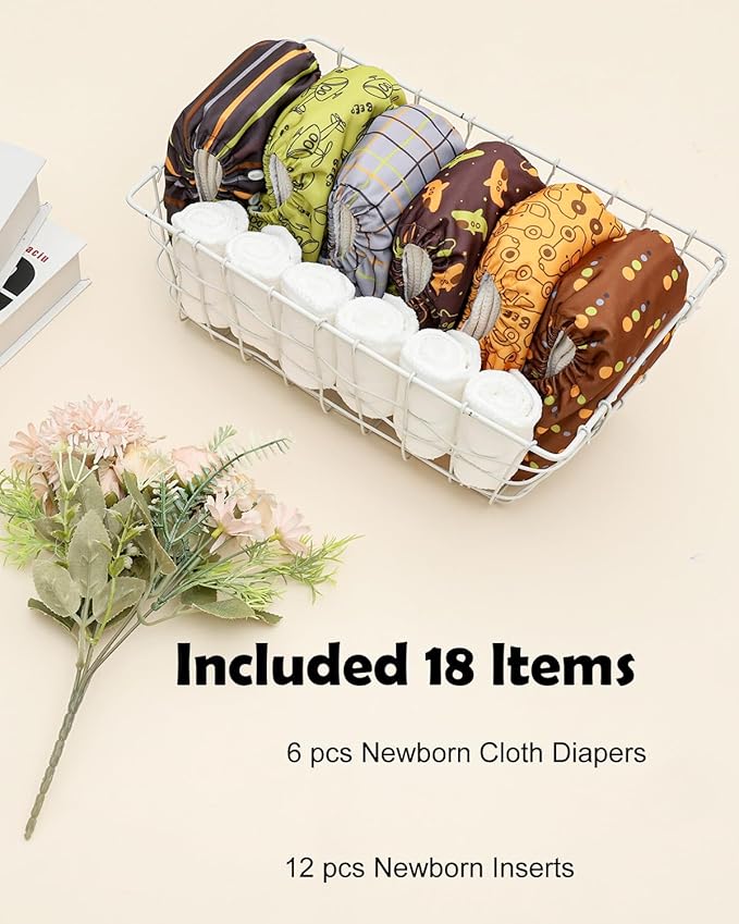 ALVABABY Baby Pocket Newborn for Less Than 12pounds Baby Snaps Cloth Diapers Nappy 6pcs with 12 Inserts 6SVB131