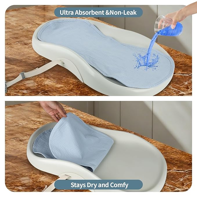4 Pcs Changing Pad Liners Fits in Peanut Shape Changing Pad Waterproof Diaper Mats Organic Cotton Peanut Mats are Warm on a Baby's Back, Washable Reusable (Blue)
