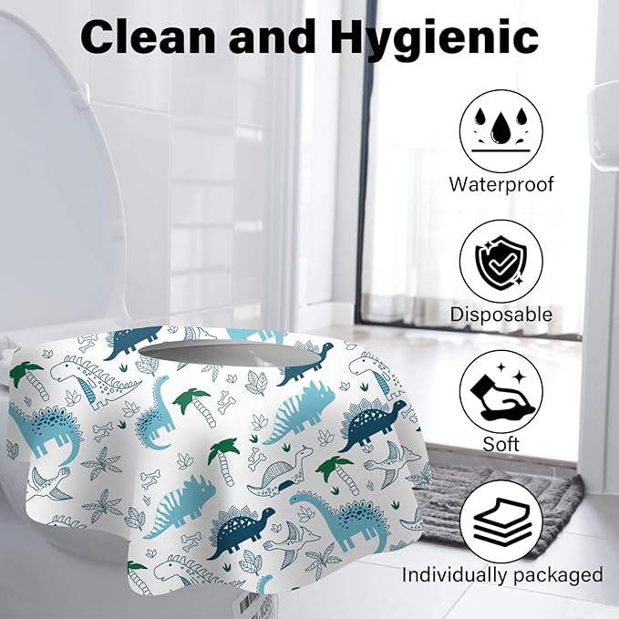 40 Pack Toilet Seat Covers Disposable for Kids Toddlers & Adults, Extra Large Waterproof Toilet Cover Individually Wrapped Travel Essential Portable Potty Training in Public Restrooms, Trip - KL & CH