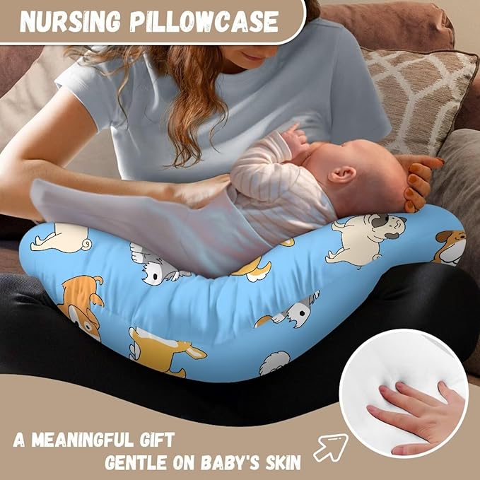 Puppy 2 Nursing Pillow Cases for Newborn Support for Breastfeeding, Bottle Feeding & Bonding Feeding Pillow Cover Stretchy Comfortable Pillow Slipcover Cover Only