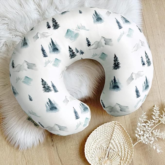 GRSSDER Nursing Pillow Cover Stretchy Minky Removable Nursing Covers for Breastfeeding Pillows, Ultra Soft Comfortable Slipcover for Boys, Wild Forest Pattern