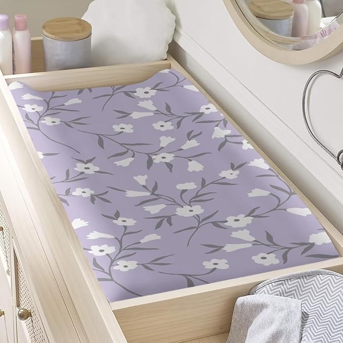 Wild Flower Changing Pad Cover for Baby Girls Boys Comfort Diaper Change Table Pad Covers Soft Changing Pad Sheets