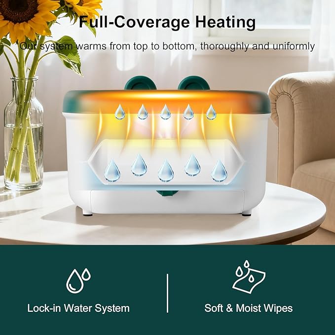 Baby Wipe Warmer, Large Capacity Diaper Wipe Warmer with Night Light, Auto Temperature Control, Keeps Baby Wipes Warm and Moist for Newborn Nighttime Changes