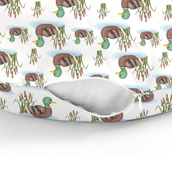 Cute Mallard Ducks Baby Nursing Pillow Covers for Boy Girl Wild Duck Lake Nursing Pillowcase for Breastfeeding Pillows Hunting Ducks Birds Soft Stretchy Slipcovers for Newborn Infant