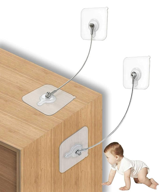 8 Pack, 4 pcs 8''+4 pcs 16'' Furniture Anchors Kit for Baby Proofing, Adhesive TV Safety Straps Use to Prevent Falling and Anti Tip, No Drill Dresser Or Cabinet to Wall Anchors