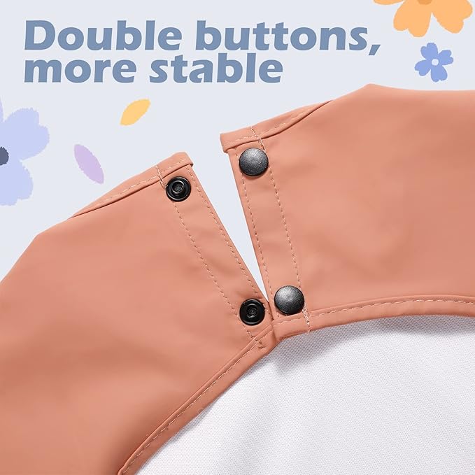 JaGely 4 Pack Long Sleeve Baby Bibs Waterproof Smock Bid with Elastic Cuffs Large Pocket for Baby Eating Feeding 6-36 Months