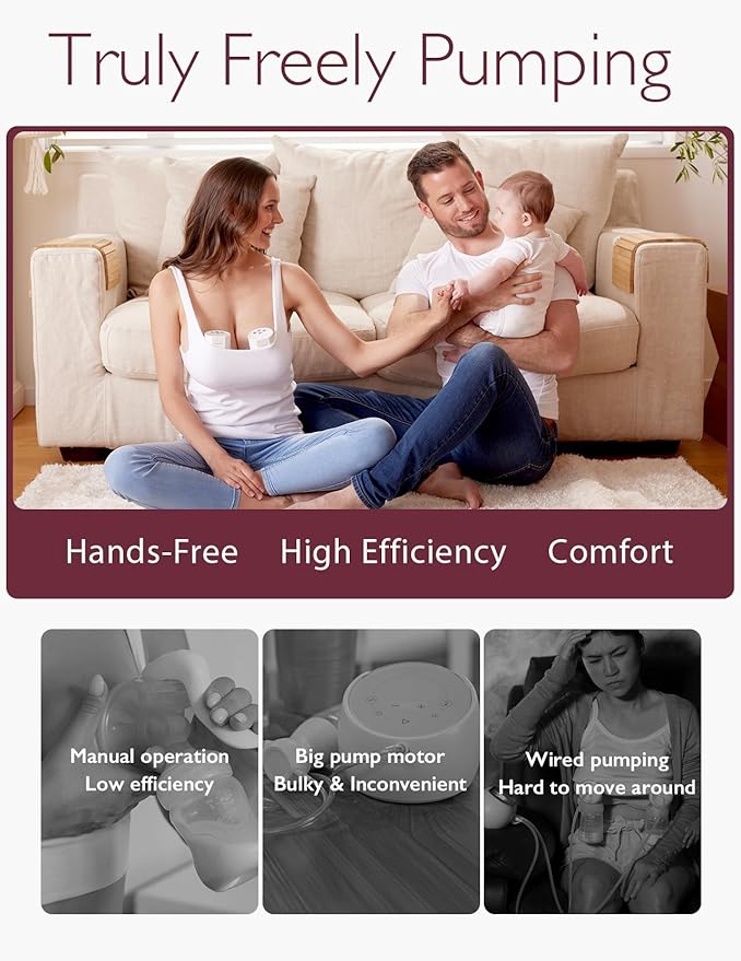 Momcozy Hands-Free Breast Pump S12 Pro, Wearable & Portable Pump with Soft DoubleFit Flange, 3 Modes | 9 Levels Double Electric Pump, Smart Display, 24mm, 2 Count, Cozy Crystal White