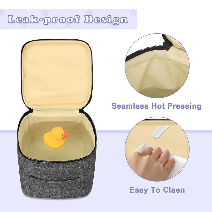 Teamoy Double Layer Breastmilk Cooler Bag, Fit for 4 Baby Bottles Up to 5 Ounce Bottle Bag, Breastmilk Cooler Tote Bag for Nursing Mom, Black(Bag Only)