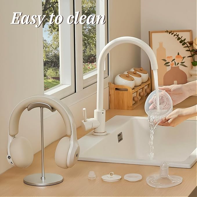 Snow Bear Wearable Breast Pump–Hands Free Portable Breast Pump with Neck Heated & 3 Size Flanges,160 min Battery Life Wireless Ultra Quiet Spill Resistant Breastfeeding Pump for Moms Home Work Travel