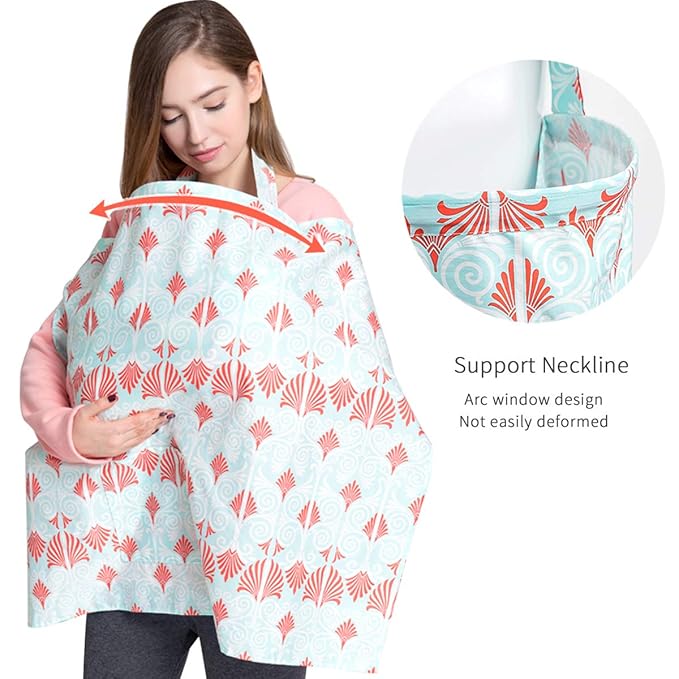 SONARIN Stylish Premium Breastfeeding Nursing Covers,Flower Pattern,with Storage Bag & Towel Corners,4 in 1 Multifunction,Nursing Scarf,Breathable & Lightweight(Blue)