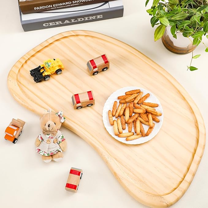 Wonderjune Baby Wooden High Chair Tray, Antique Vintage Toddler Infant Seat Tray Replacement Universal Wooden High Chair Accessory for Kitchen Toddlers and Babies Home Finger Foods Placemat