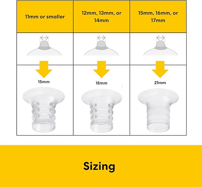 Medela Compatible Flange Breast Shield Inserts 15mm, 18mm, 21mm Replacement Accessory Pump Part, 2 of Each Size, 6PC