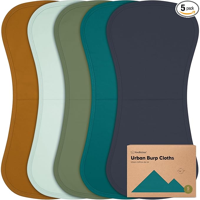Organic Burp Cloths Baby Boy & Girl - 5-Pack Super Absorbent Cotton Burping Cloths for Babies, Soft & Plush Newborn Spit Up Rags, Infant Towels for Milk Spit Up, Unisex, Large 21" x 10" (Eclipse)