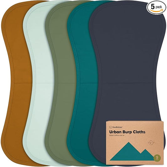 Organic Burp Cloths Baby Boy & Girl - 5-Pack Super Absorbent Cotton Burping Cloths for Babies, Soft & Plush Newborn Spit Up Rags, Infant Towels for Milk Spit Up, Unisex, Large 21" x 10" (Eclipse)