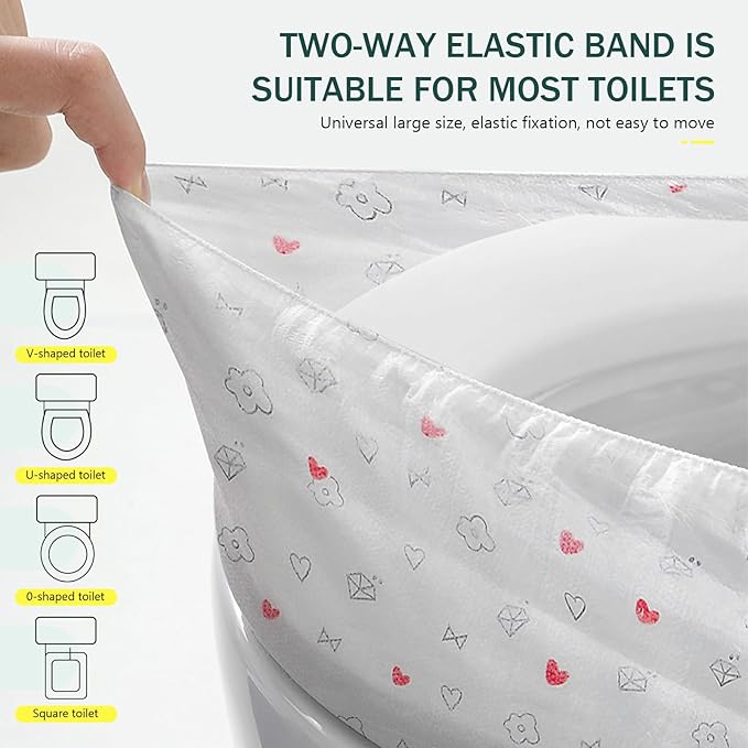20 Pack Disposable Toilet Seat Cover Waterproof Non-Woven Fabric, Disposable Toilet Seat Covers for Travel, Disposable Seat Covers for Outing Hotel Hospital Public Toilet (Double Layer White)