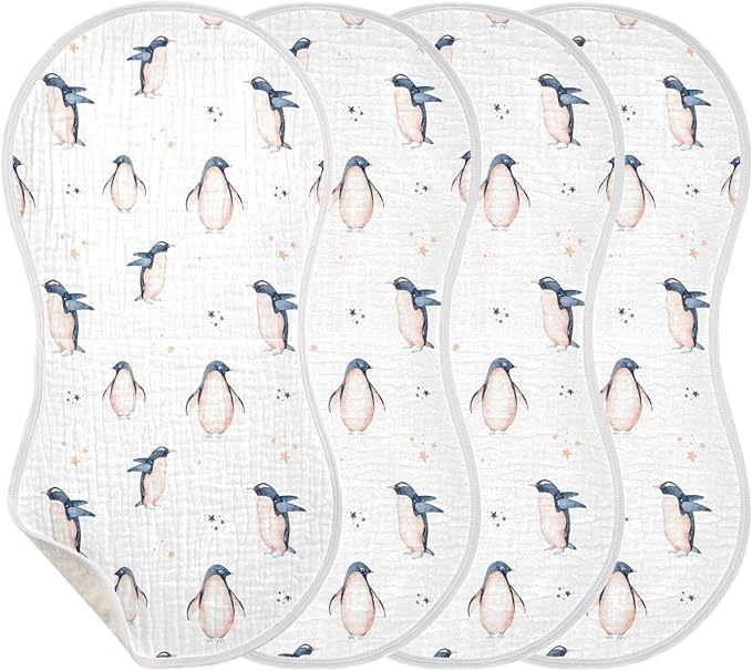 vvfelixl Watercolor Penguins Burp Cloths for Baby Boy Girls Baby Washcloths Burp Rags 1 Pack White