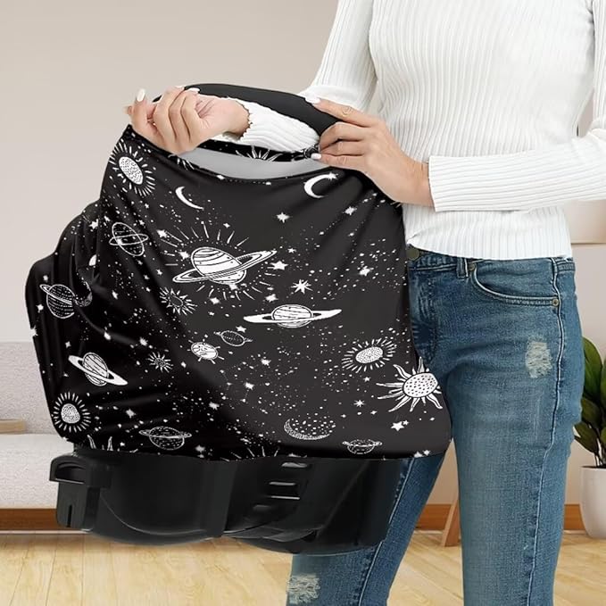 Coldinair Outer Space Planets Multifunctional Nursing Cover Multi Use Cover for Baby Car Seat Canopy Shopping Cart Cover,Stroller Cover