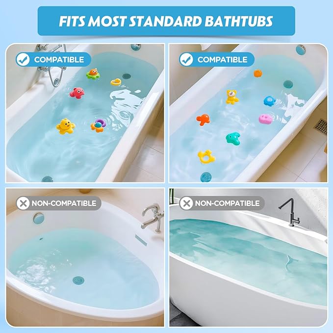 Ganaj Silicone Bathtub Splash Guard for Kids, Splash Guard for Bathtub with 11 Suction Cups,Toy Tray Caddy Holder for Tub,Prevents Water Spills in Bathroom, Bathtub Shelf for Kids (Baby Blue)
