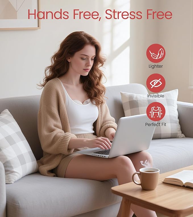 NCVI Breast Pump Hands Free, Wearable Breastfeeding Pump with Strong Suction, 1400mAh Long Battery, 4 Modes & 9 Levels, Discreet Ultra-Quiet Portable Wireless Pump, 19/21/24mm Flange Inserts, 2 Pack