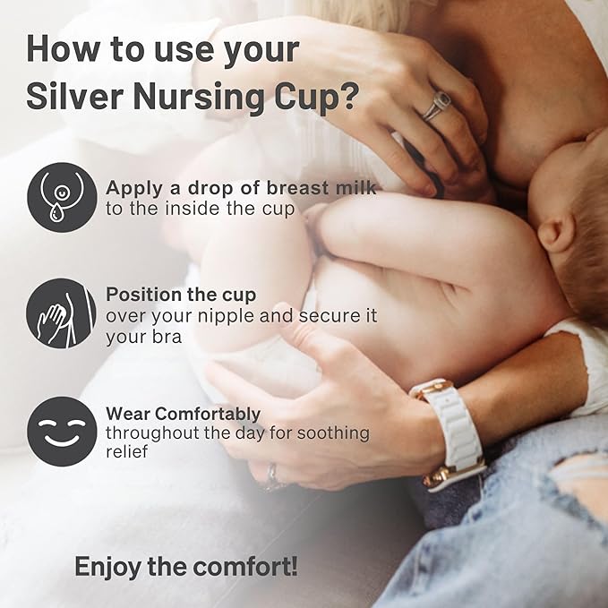 The Original Silver Nursing Cups by LoveNoobs, Nipple Shields for Breastfeeding Newborn, 999 Grade Silver Nipple Covers Breastfeeding, XL Size
