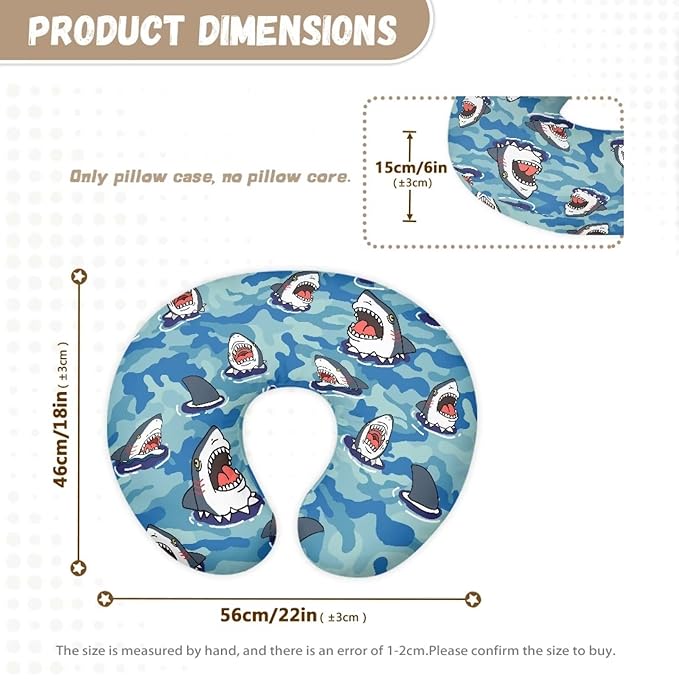 Camo Shark Nursing Pillow Cover Fits The Original Support Pillow for Breastfeeding and Bottle Feeding Breastfeeding Pillow Slipcover for Baby Boys & Girl Blue