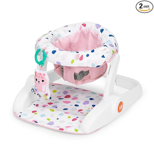 Bright Starts Learn-to-Sit 2-Position Baby Floor Seat with Toys, Pink, 4-12 Months