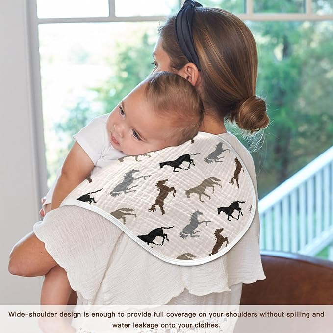 vvfelixl Baby Burp Cloths Pixel Horse Baby Newborn Cotton Burping Cloths Set Baby Washcloths 4 Pack