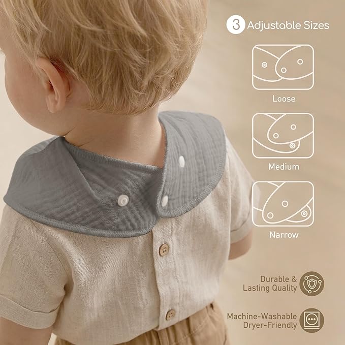 Muslin Baby Bibs 8 Pack, Baby Bandana Drool Bib for Drooling and Teething, 100% Cotton Soft Absorbent for Girls Boys Serenity