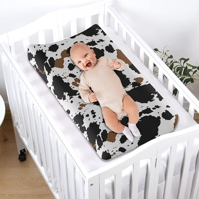 Wild Cowhide Print Baby Changing Pad Cover Nursery Diaper Changing Table Pad Mat Sheet for Boys Girls-16x32 Inch