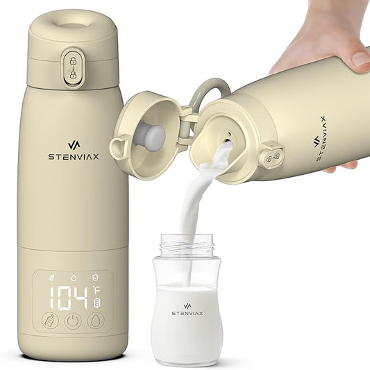 Portable Bottle Warmer for Travel & Night Feeding, Baby Milk Warmer with Built-in Sterilizer, 70 Sec Breast Milk Warming, 2 Min Formula Water Heating, 14,000mAh Battery, 15+ Feeds, 17 oz Capacity