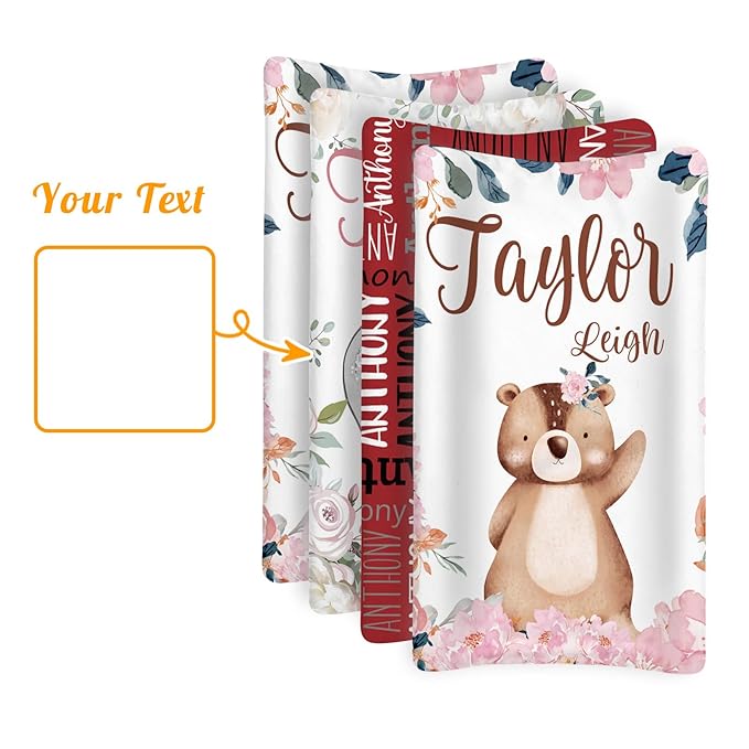 Custom Changing Pad Cover Set - Jersey Knit Comfy CozyUltra Soft Unisex Diaper Changing Table Covers with Personalized Name for Baby Boys Girls - Waterproof Ultra Soft 4 Pcs Set Style16