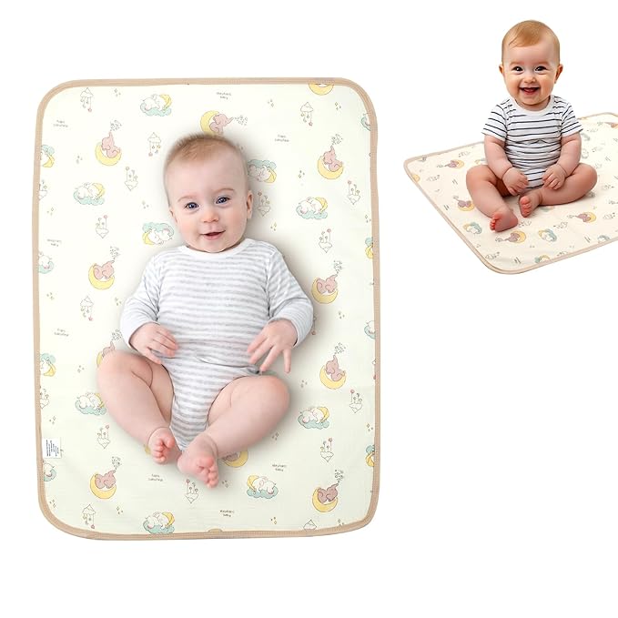 Muslin Diaper Changing Mat, Waterproof Changing Pad for Baby, Leakproof Quick Drying Pads, Portable Diaper Change Liners for Travel, Reusable Incontinence Underpads Protector