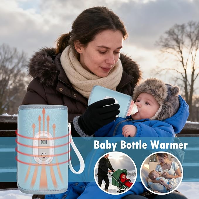 Rechargeable Bottle Warmer - Portable Milk Warmer, Fast Heating Bottle Warming for Breastmilk & Water | Precise Temperature Control, Digital Display for Travel, Mom & Dad, Home Nursery
