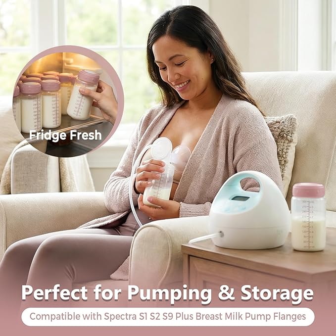 2PCS Breastmilk Storage Bottle, BPA Free Wide-Neck Spectra Bottles for Pumping, Storage Collection Baby Bottles for Fridge & Momcozy Breast Milk Cooler, Breastfeeding Bottle, 10 oz
