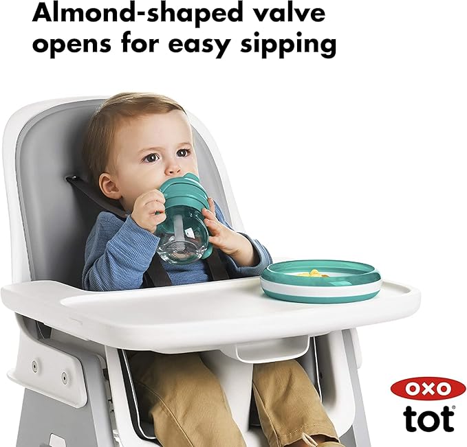 OXO Tot 6 Ounce Transitions Straw Cup with Removable Handles - Teal (Pack of 2)