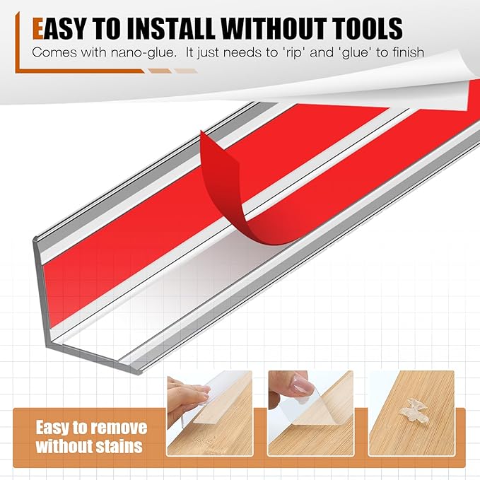 Magicheap 4 Pack Wall Corner Protector 31.5'', Self Adhesive Corner Protectors for Walls, Easy to Install Edge Guard Strip for Furniture Cabinet Shelf Drywall Baseboard Desk, 31.5in x 1.18in, Clear
