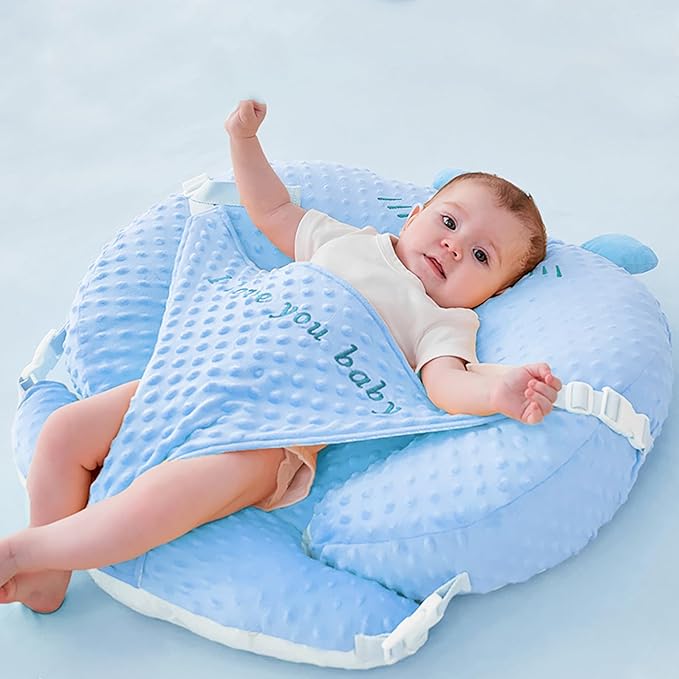 3-in-1 Multifunctional Breastfeeding Pillows, Baby Nursing Pillow with Sloped Design, Reflux Pillow for Baby, Newborn Babies Essentials Gifts (Blue)