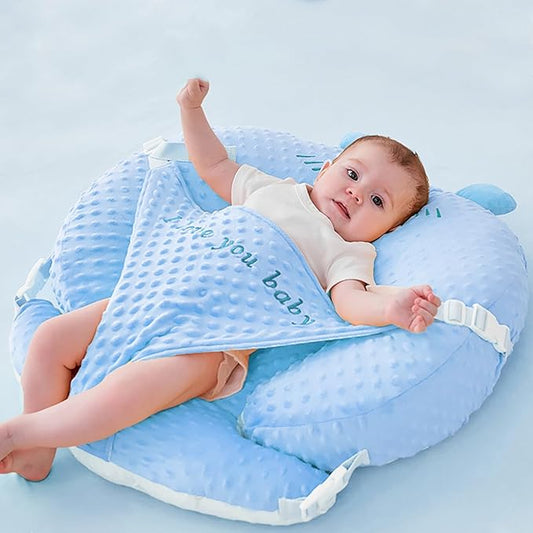 3-in-1 Multifunctional Breastfeeding Pillows, Baby Nursing Pillow with Sloped Design, Reflux Pillow for Baby, Newborn Babies Essentials Gifts (Blue)