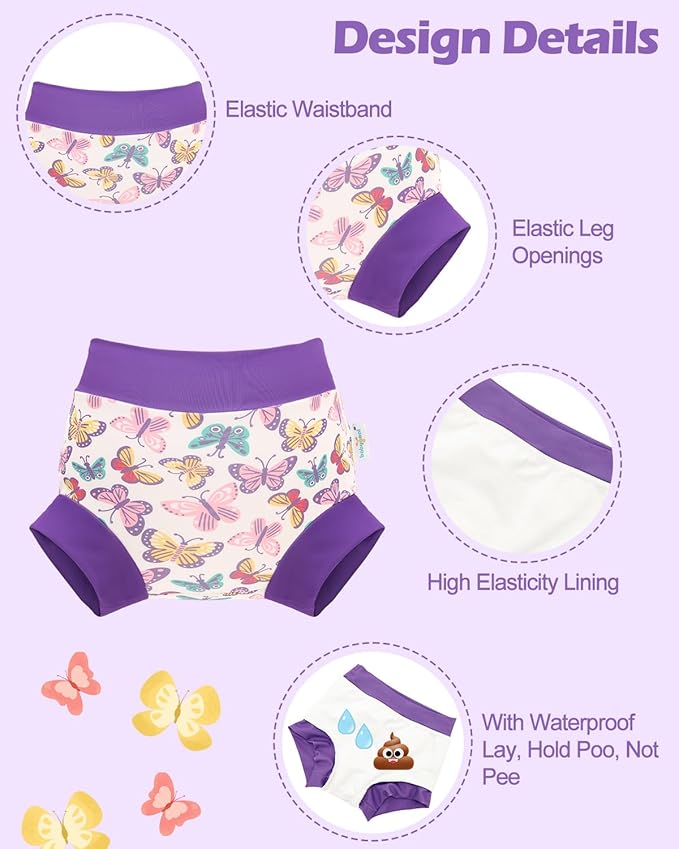 babygoal Flower Reusable Swim Diaper - Waterproof Cloth Swimmers Pants for 12 Months to 18 Months Babies Infants Beach & Pool