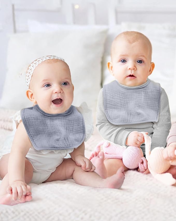 Muslin Baby Bibs for Unisex Girls & Boys- 4-Pack 100% Cotton Baby Bibs for Drooling and Teething, 0-36 months, Baby boy gifts, Baby shower gifts