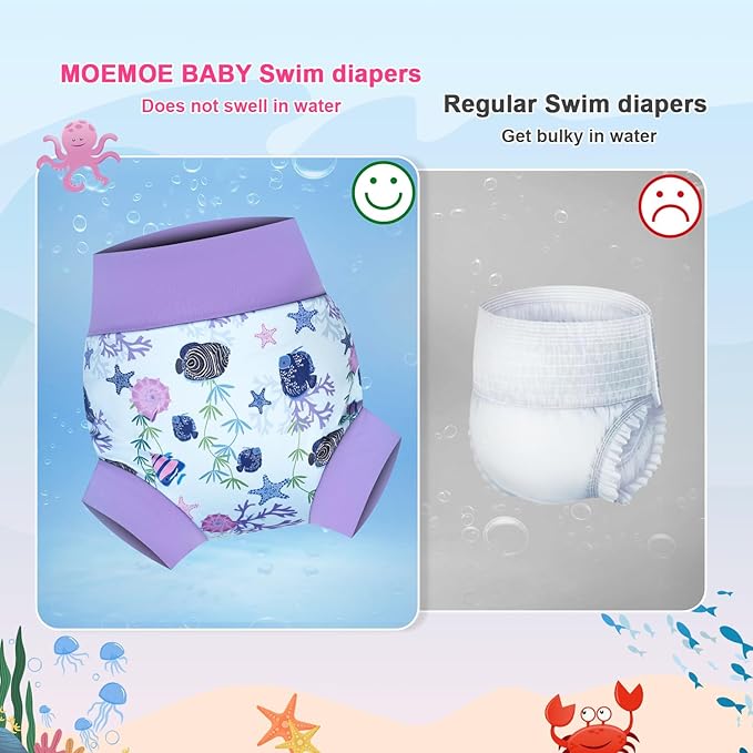MOEMOE BABY Reusable Swim Diapers, Quick-Dry Swimming Diaper for Boys and Girls, Ideal for Pool, Beach & Swim Lessons XL/5T