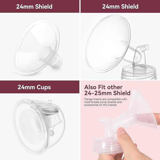 19mm Flange Inserts for 24mm Flange/Shield, Compatible with Momcozy/MOMMED/Spectra Breast Pumps, Pump Parts Replace (4PCS 19mm)
