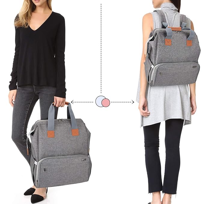 LUXJA Breast Pump Bag with Breastmilk Cooler Bag (Fits Four 5-Ounce Breastmilk Bottles), Breast Pump Backpack with Compartments for Cooler Bag and Laptop (Suitable for Working Mothers), Gray