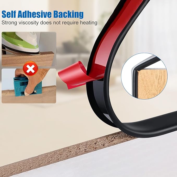 U-Shape Edge Banding, 16.4ft Self Adhesive Veneer Edging Trim TPE Flexible Furniture Edge Protector for Countertop Table Cabinet Repair Furniture Restoration (25mm, Black)